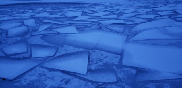 Frozen Lake Windermere BC at Dusk